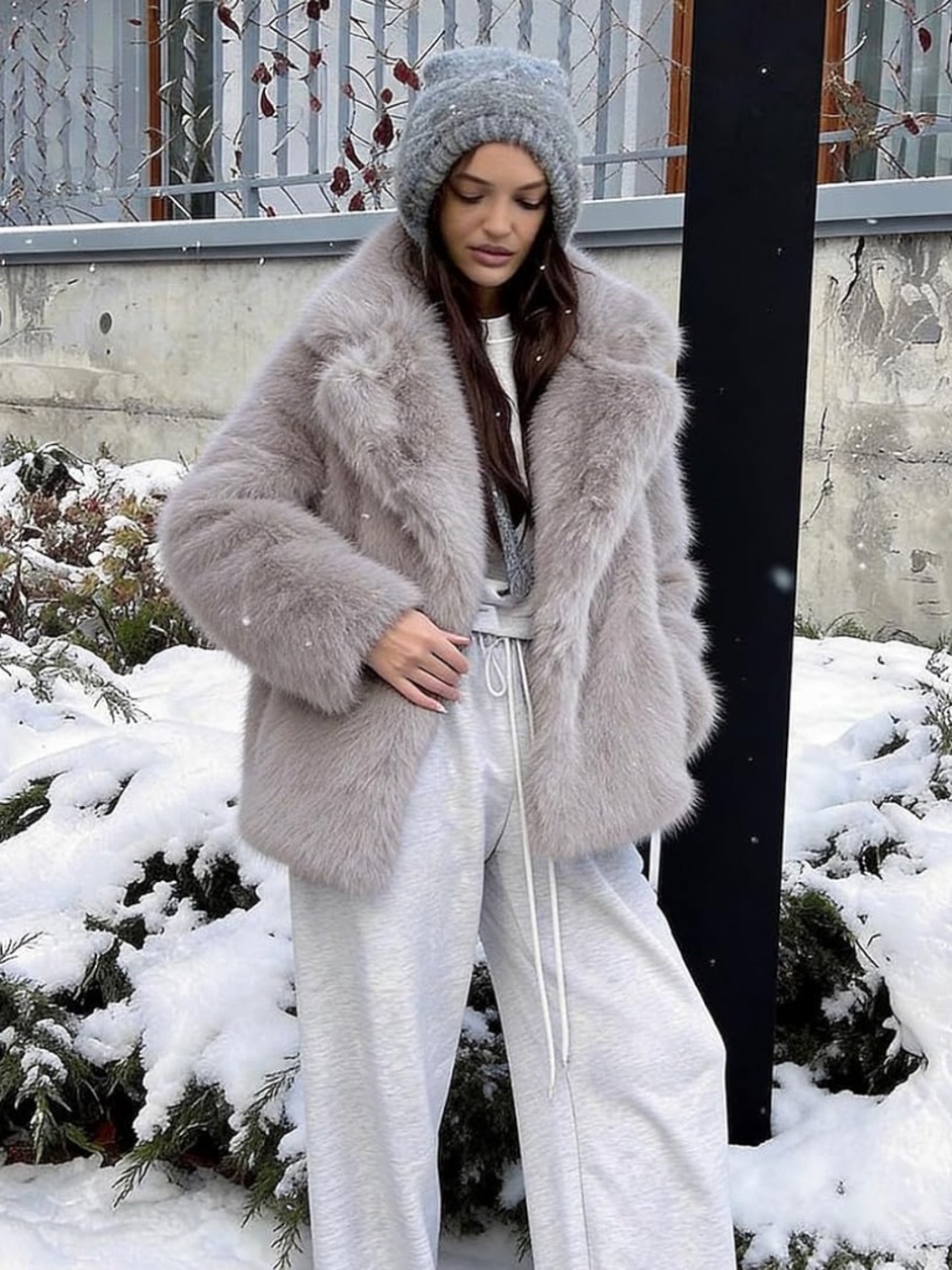 womens shaggy faux fur coat jacket